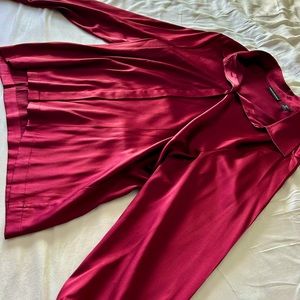 Valerie Stevens Red Silk Button Up Blouse